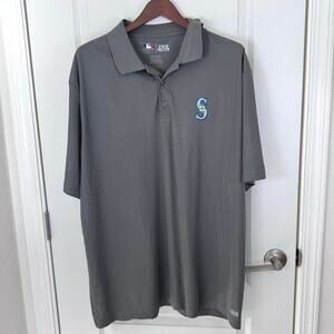 MLB Seattle Mariners Antigua Polo Shirt TX3 Cool Short Sleeve Men’s 2XL Gray